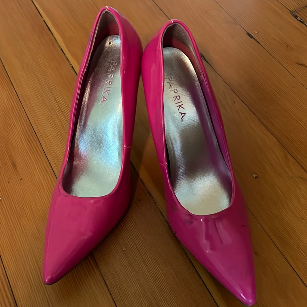 Hot pink pumps high heels
